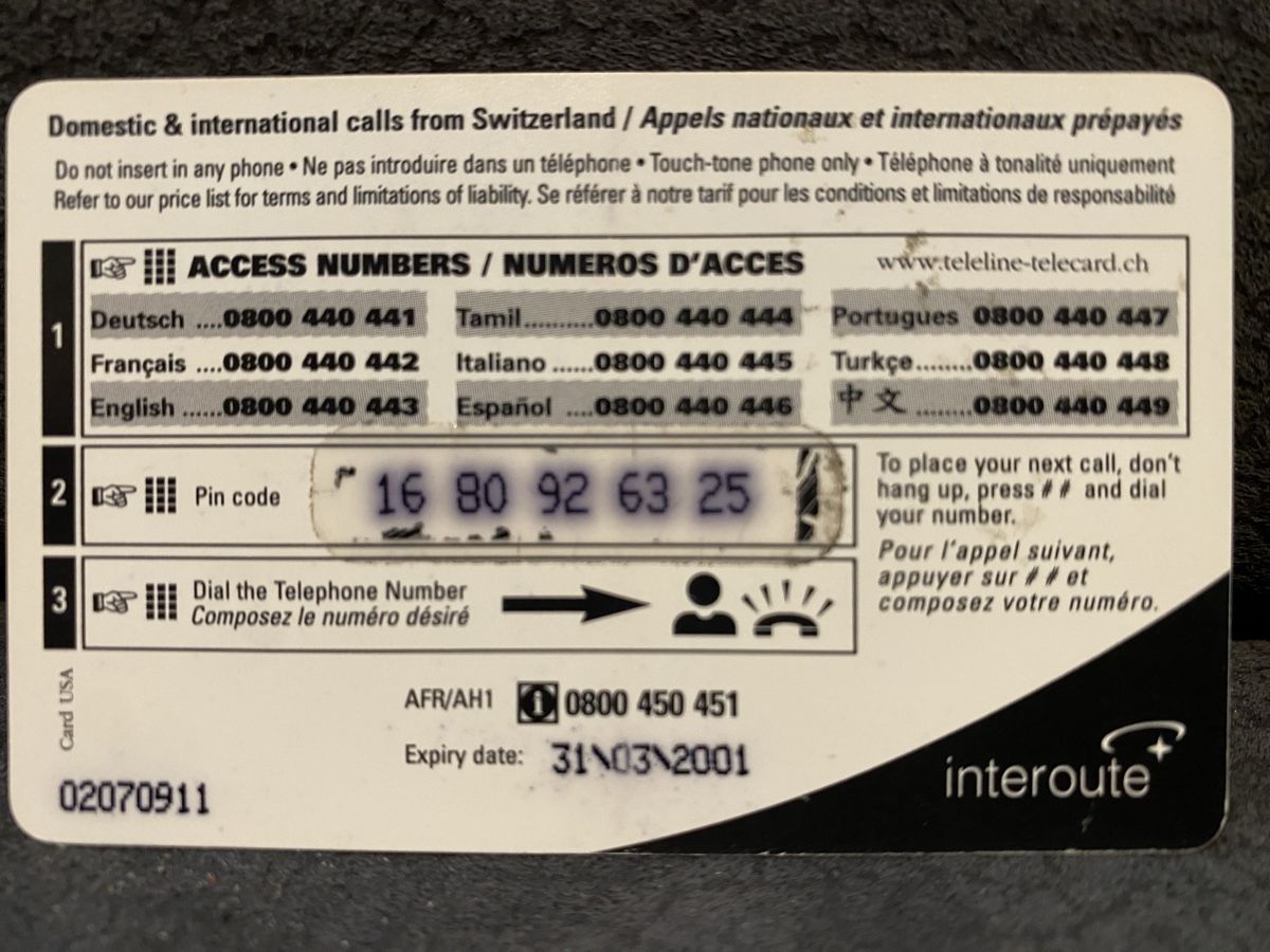 Telefon- & Taxkarten: Teleline – Gebraucht aus Lausanne von babacard10 1