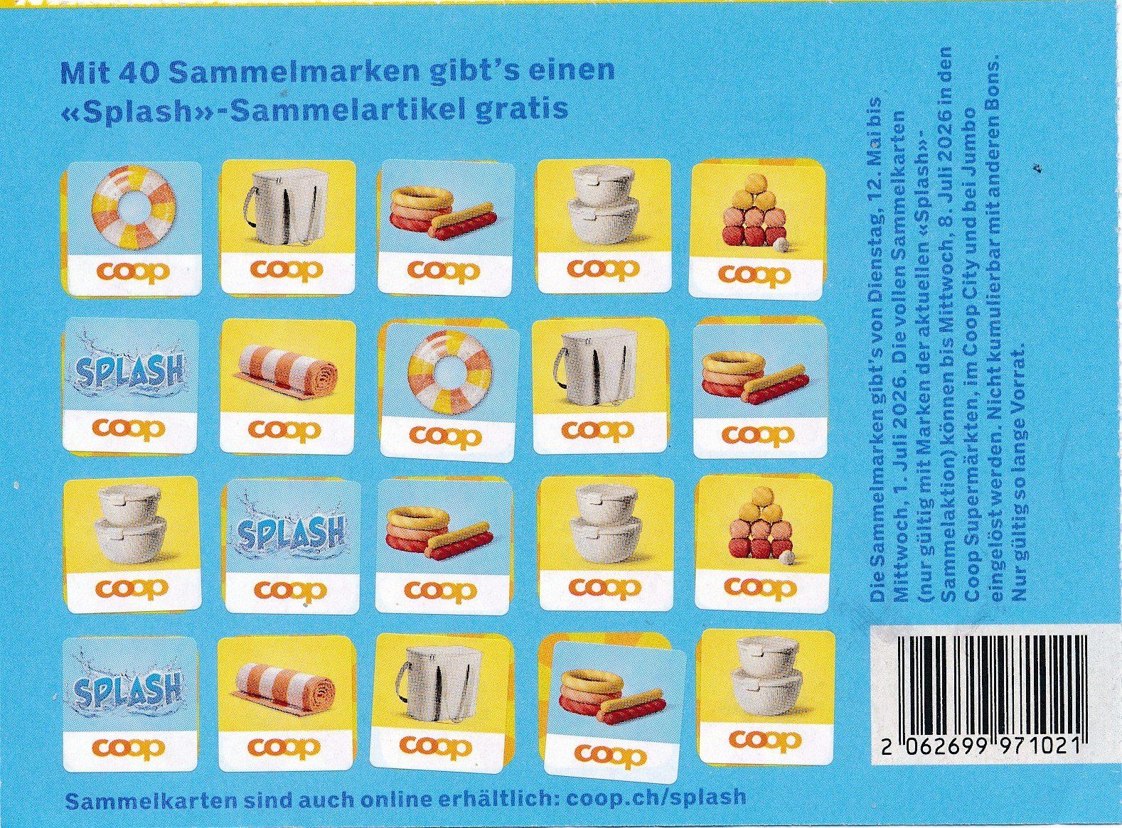 Coop Sammelmarken & -punkte: COOP Splash 3 volle Karten – Neu (gemäss Beschreibung) aus Zollikofen von inseli-10 5
