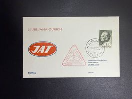 JAT Erstflugbrief Ljubljana-Zürich 1970
