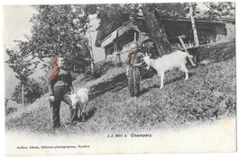 Paysannes à Champéry mit Ziegen