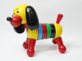 Antiker 60's Brio Holz Steck Hund, made in Schweden