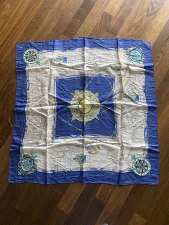Foulard vintage carré bleu et blanc