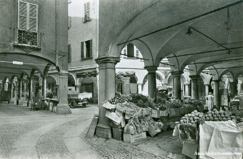 Cartoline postali: Lugano - Markt Ticino + 1954 – Usato da Emmenbrücke venduto da teestube