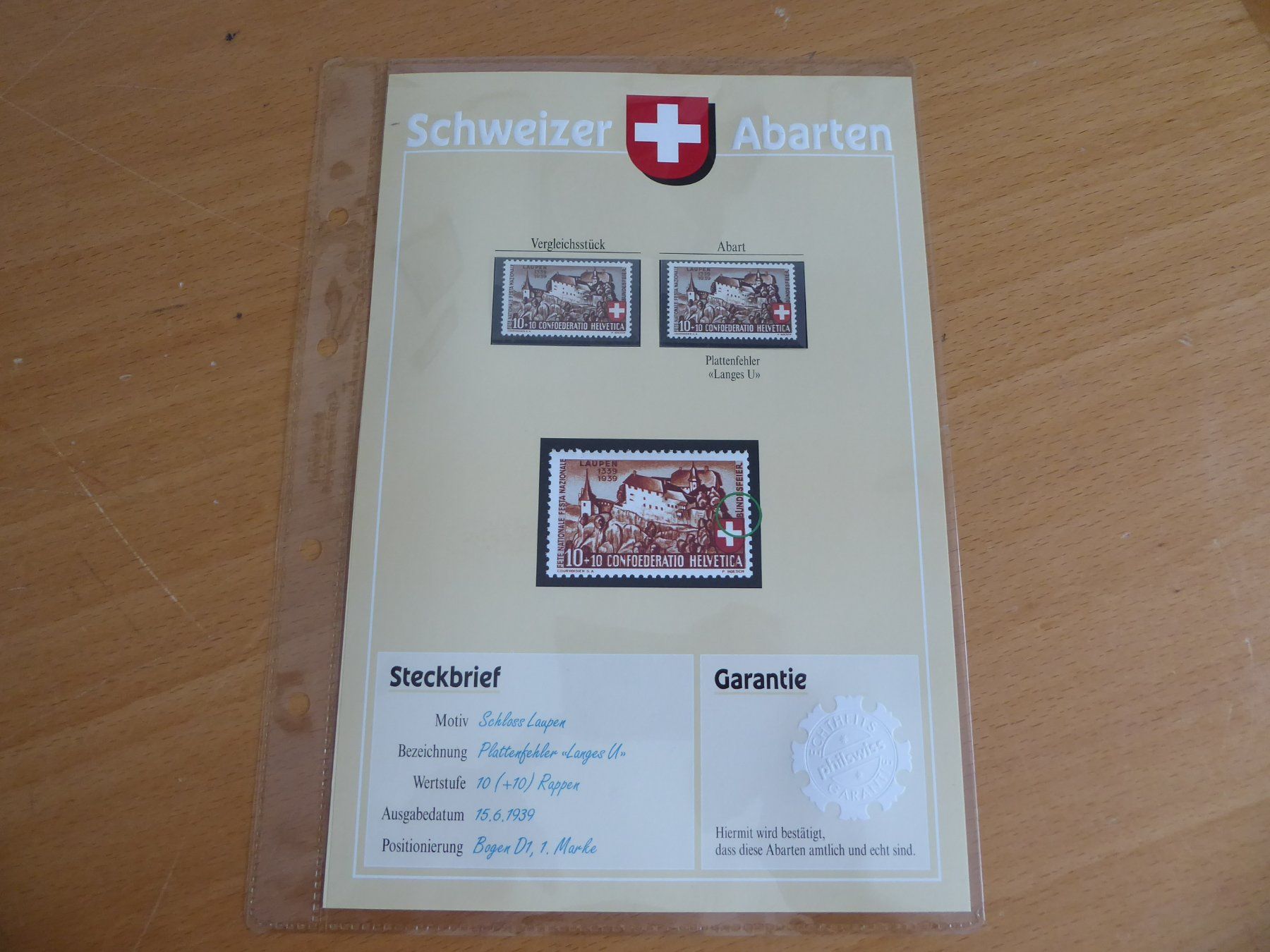 Tous les timbres: § SCHWEIZER ABARTEN    Plattenfehler langes U – D'occasion à Rothrist par swisstools