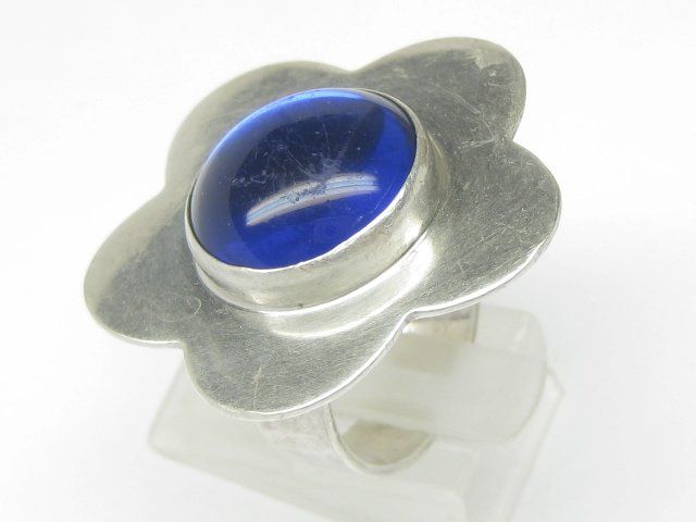 Anelli: Vintage Ring Silber 800 CHG blauer Stein Blume Gr. 55 – Usato da Ermatingen venduto da Decovin 2