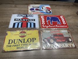 5 Blechschilder Vintage Look Motive Auto Motorrad neu