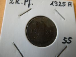 Dt. Reich 1925 A,  2 Reichspfennig