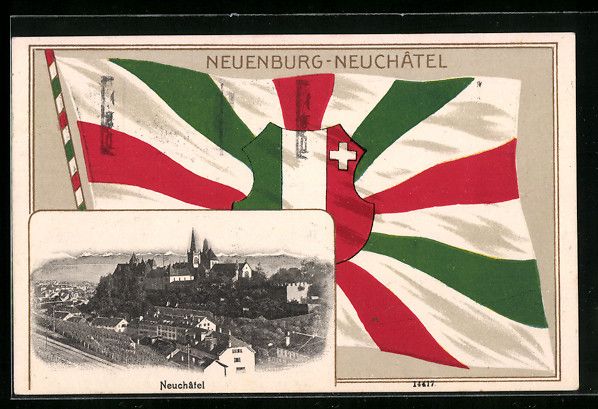 Ansichtskarten: AK Neuchâtel, Ortsansicht mit Flagge – Gebraucht aus Berlin von bartko-reher