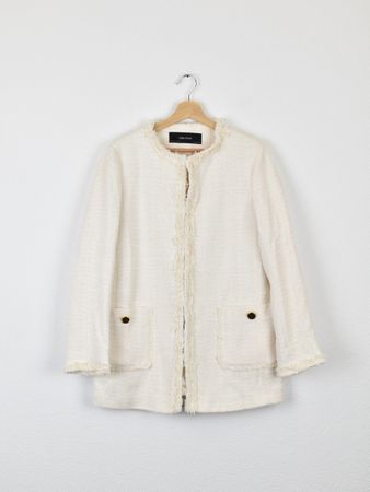 Zara Tweed Jacke, Gr.XL, elfenbein, ungetragen