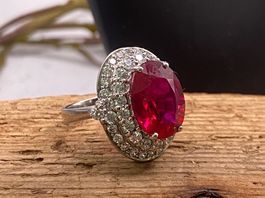 Cocktail Ring in SS mit Saphir 8ct Gr.54.5