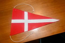 VINTAGE Wimpel Dänemark ST. GALLER STICKEREI gut L 30cm