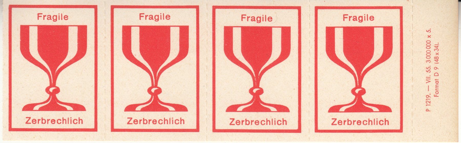 Tutti i francobolli: Fragile 4er-Streifen 1955 – Usato da Bürglen TG venduto da StampGraf
