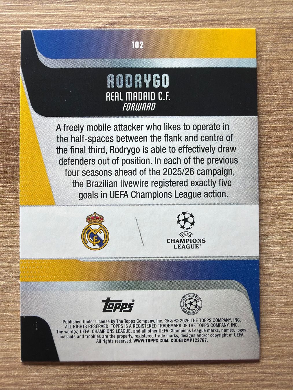 Topps Cartes à collectionner: Soccer Rodrygo CARNAVAL Topps 2026 – D'occasion à Netstal par Clutch79Cardz 1