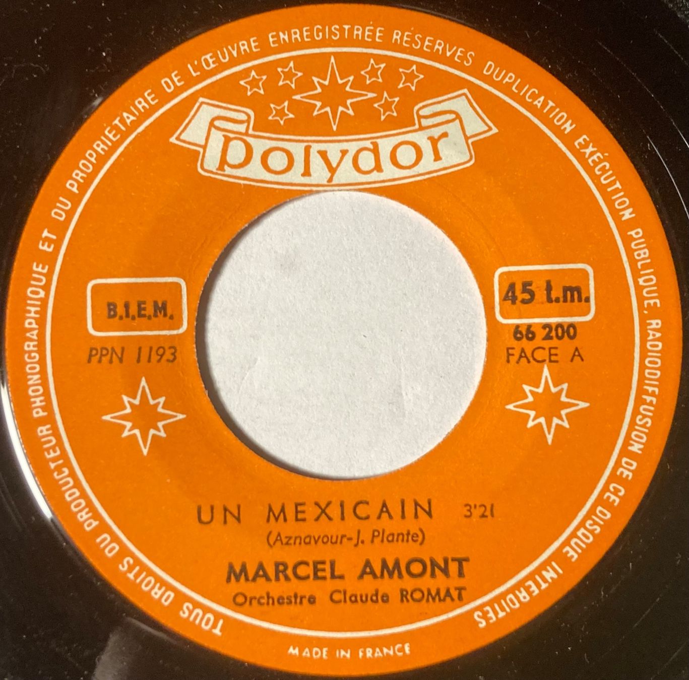 Dischi in vinile: MARCEL AMONT - UN MEXICAIN – Usato da Poliez-Pittet venduto da Newtown-Records 3