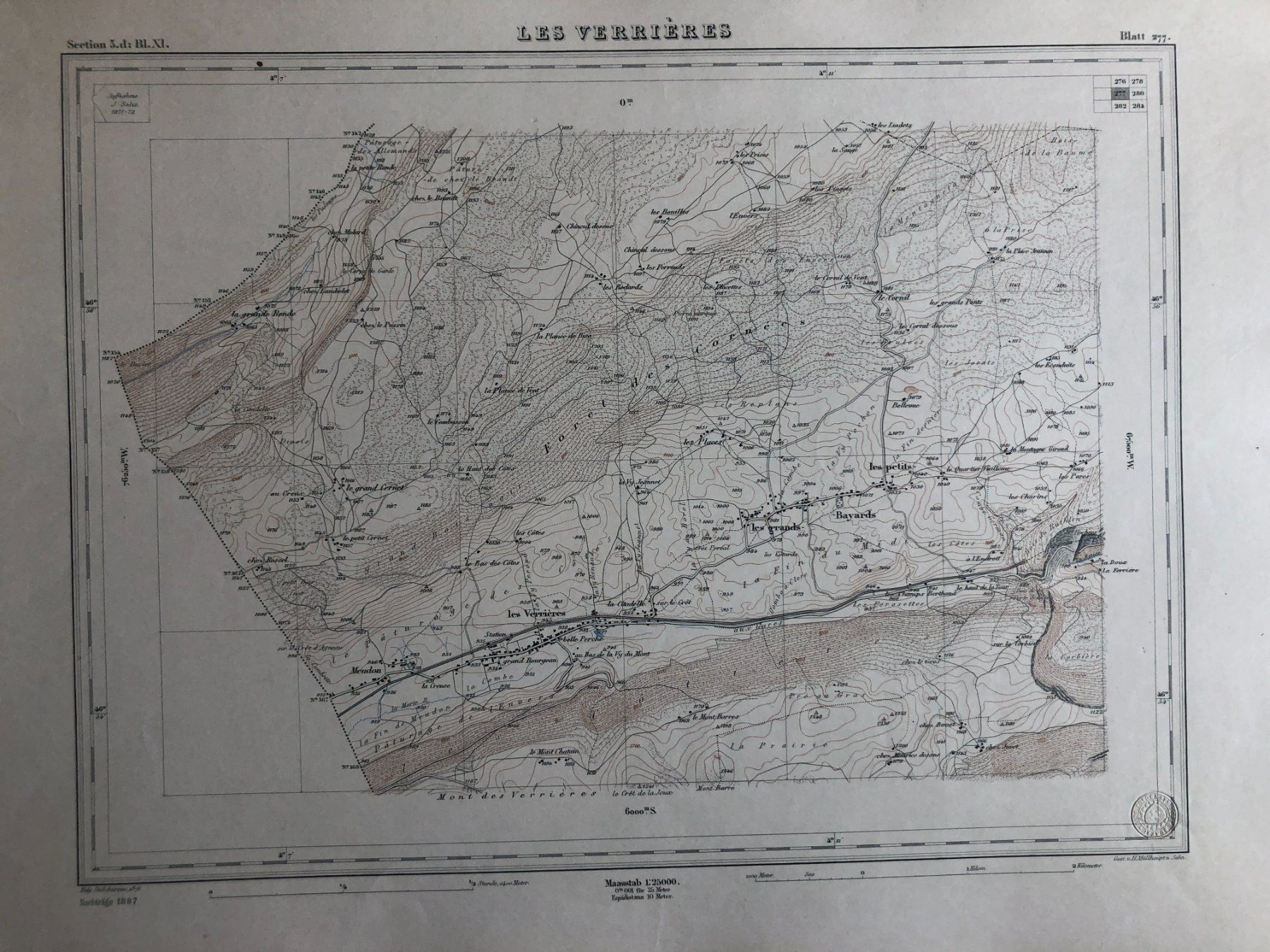 Cartine & Atlanti: Siegfriedatlas Bl. 277: Les Verrières – Usato da Zürich venduto da allp 1
