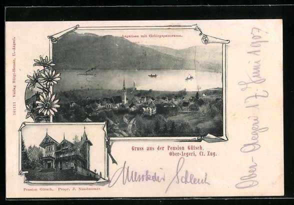 Cartes postales: Ober-Aegeri, Pension Gütsch, Ortsansich – D'occasion à Berlin par bartko-reher