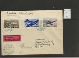Enveloppe Vol jubilé Zurich-Genf 1944 avec F37-F39-F40
