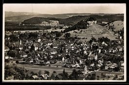 Lenzburg, Stadtansicht mit Schloss auf d