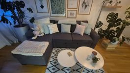 Sofa dunkelgrau mit Schlaffunktion & Stauraum