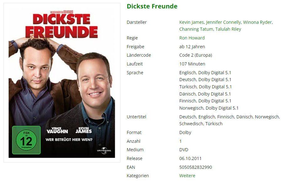 Tutti i DVDs: Dickste Freunde (DVD) – Usato da Buchrain venduto da Sssschaller