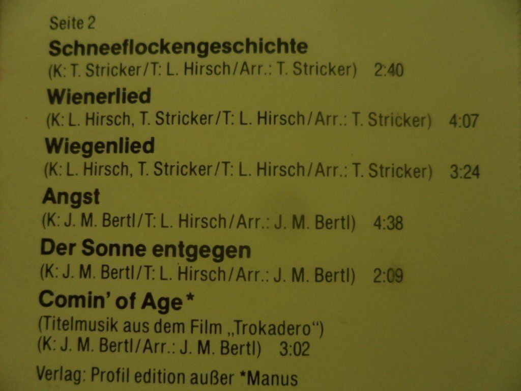 Musicassette: LUDWIG HIRSCH   Zartbitter – Nuovo (secondo la descrizione) da Langnau i. E. venduto da gf2_29jt 2