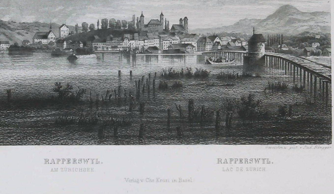Incisioni: Rapperswil Stahlstich von Ringger – Usato da Rafz venduto da Helvet32 1