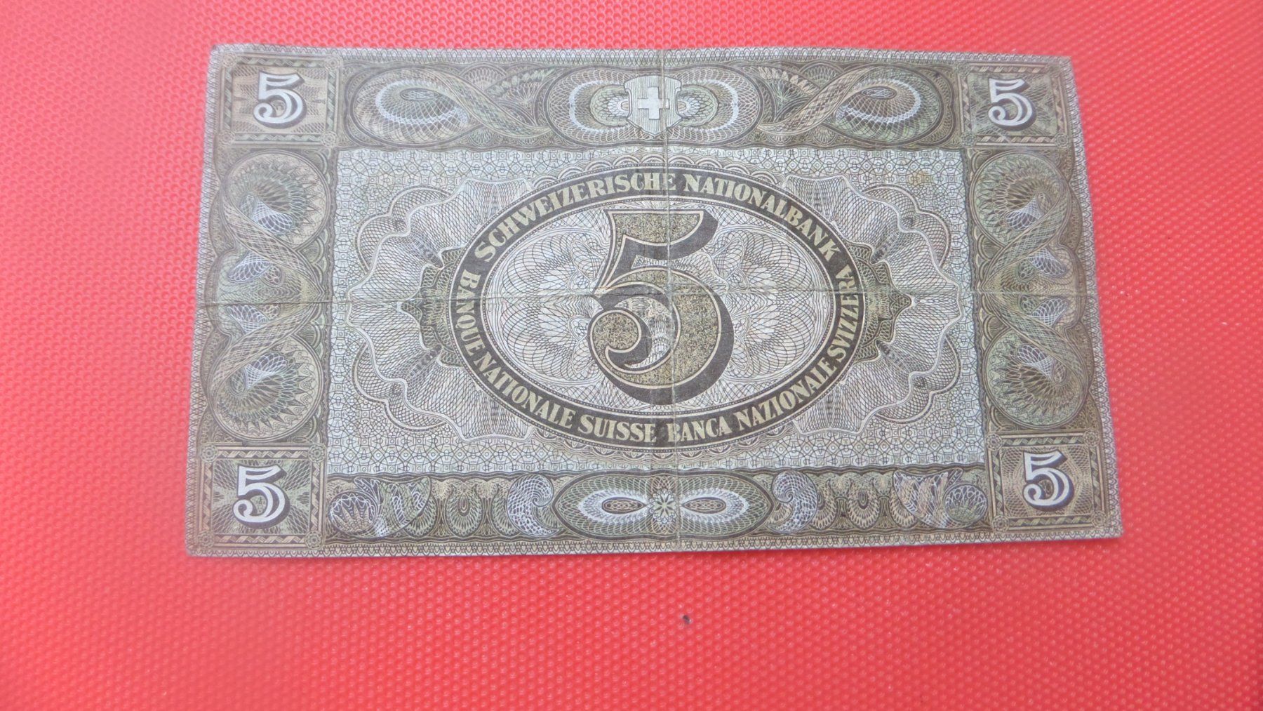 Banknoten: ALTE SCHWEIZER 5 FR NOTE  Zürich 22.Febr,1951 – Gebraucht aus Glis von MYS-Wallis2020 1