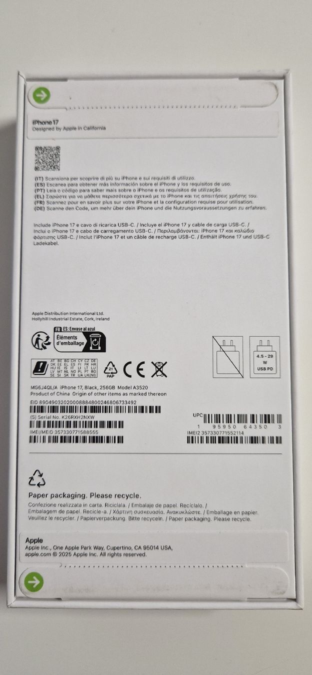 Apple Telefoni cellulari / Smartphones: Apple IPhone17 black 256GB NEU – Nuovo e nell'imballaggio originale da Bünzen venduto da jerremy11 2