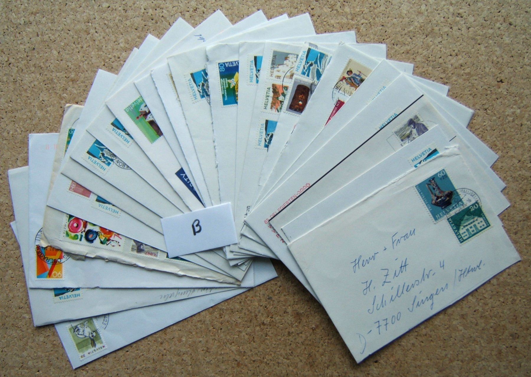 Alle Briefmarken: SCHWEIZ LOT BRIEFE (B) – Gebraucht aus Brunnen von Nonne04