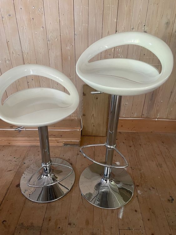 Homewell Barhocker 2er Set - Höhenverstellbar 55-75cm Mit ABS Sitz & Edelstahl Basis