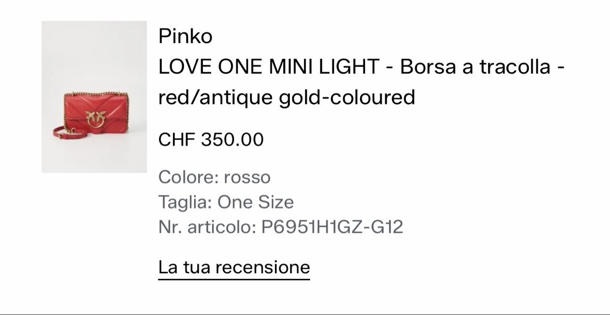 Pinko Borse da donna: Borsa PINKO rossa – Nuovo (secondo la descrizione) da Locarno venduto da dea_g5lc 1