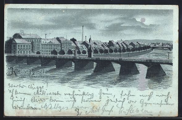 Ansichtskarten: Mondschein-Lithographie Basel, Klein-Bas – Gebraucht aus Berlin von bartko-reher