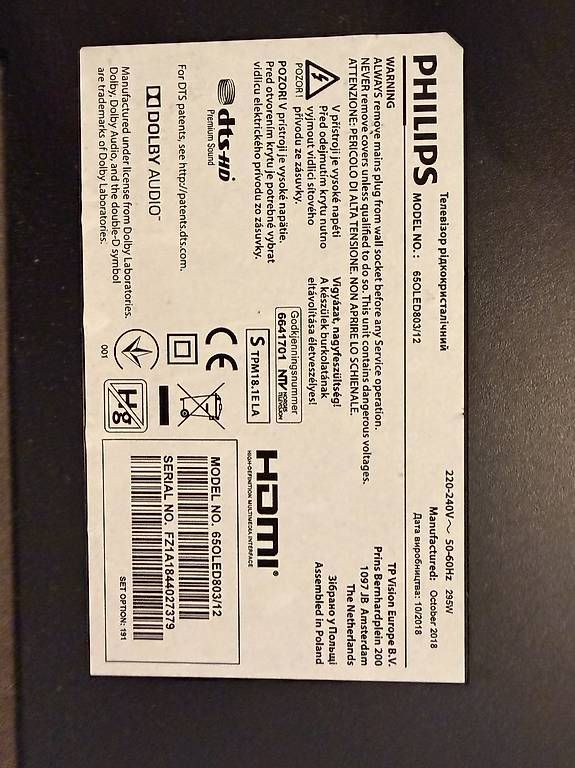 Televisori: Philips 65'' OLED 4k UHD - inkl. Wandhalterung – Usato da Biel/Bienne venduto da oliveroettli 1