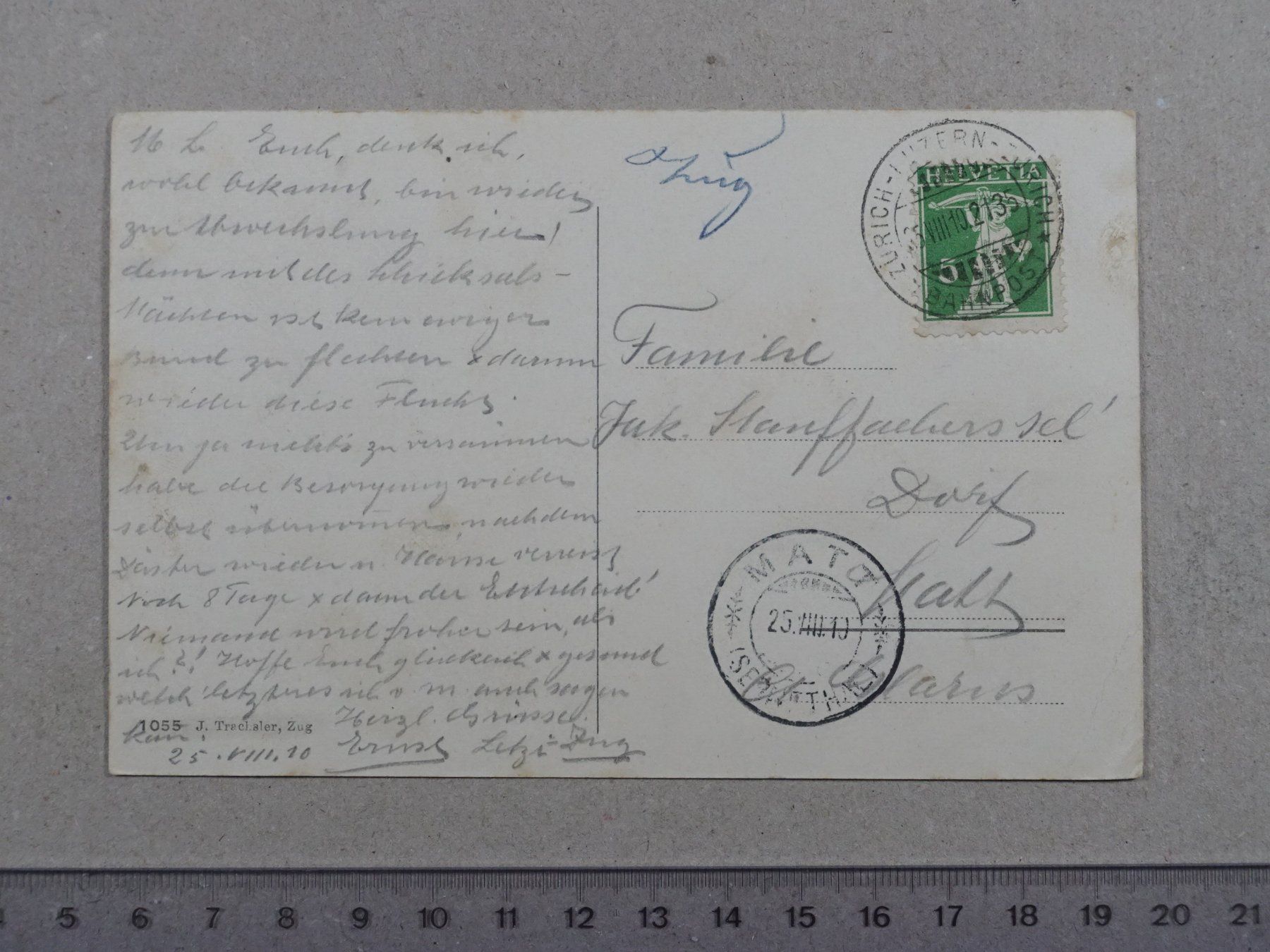 Cartoline postali: Zug, 1910 – Usato da Lenzburg venduto da fh1 1