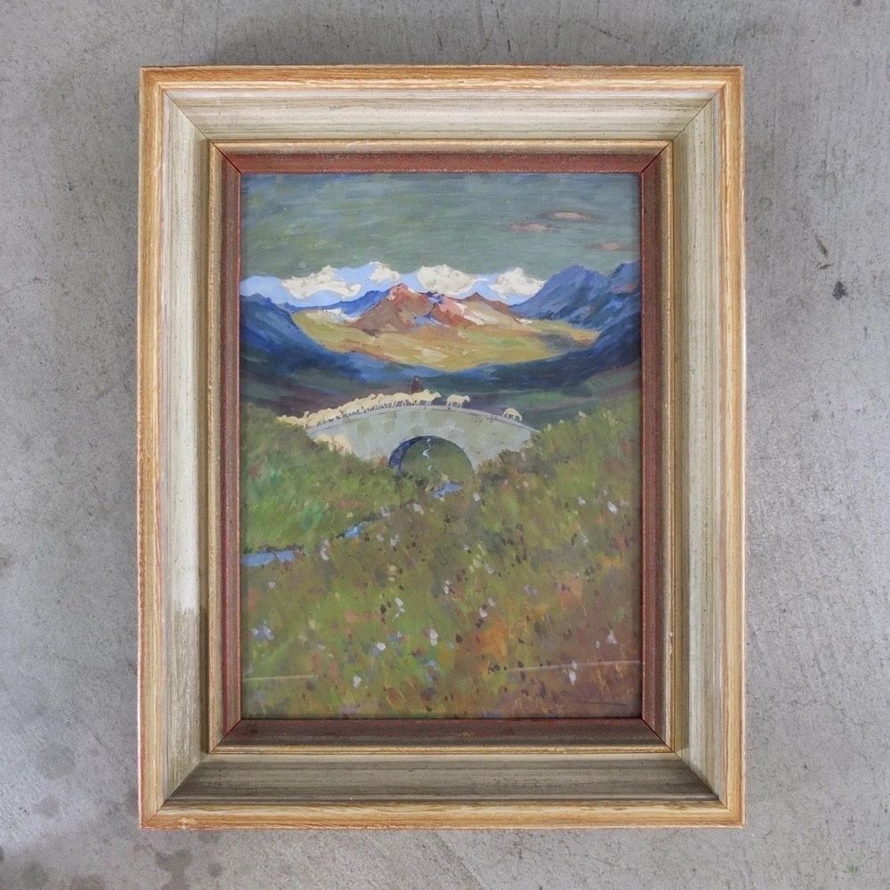 Dipinti: Walter Bollier, Gemälde, Schweizer Berglandschaft – Usato da Basel venduto da Brocki-auf-dem-Wolf