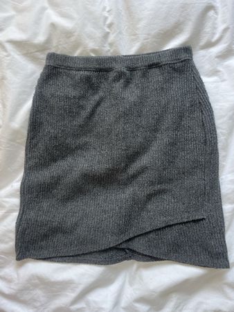 Hollister gray knit skirt, cross front design, size XS