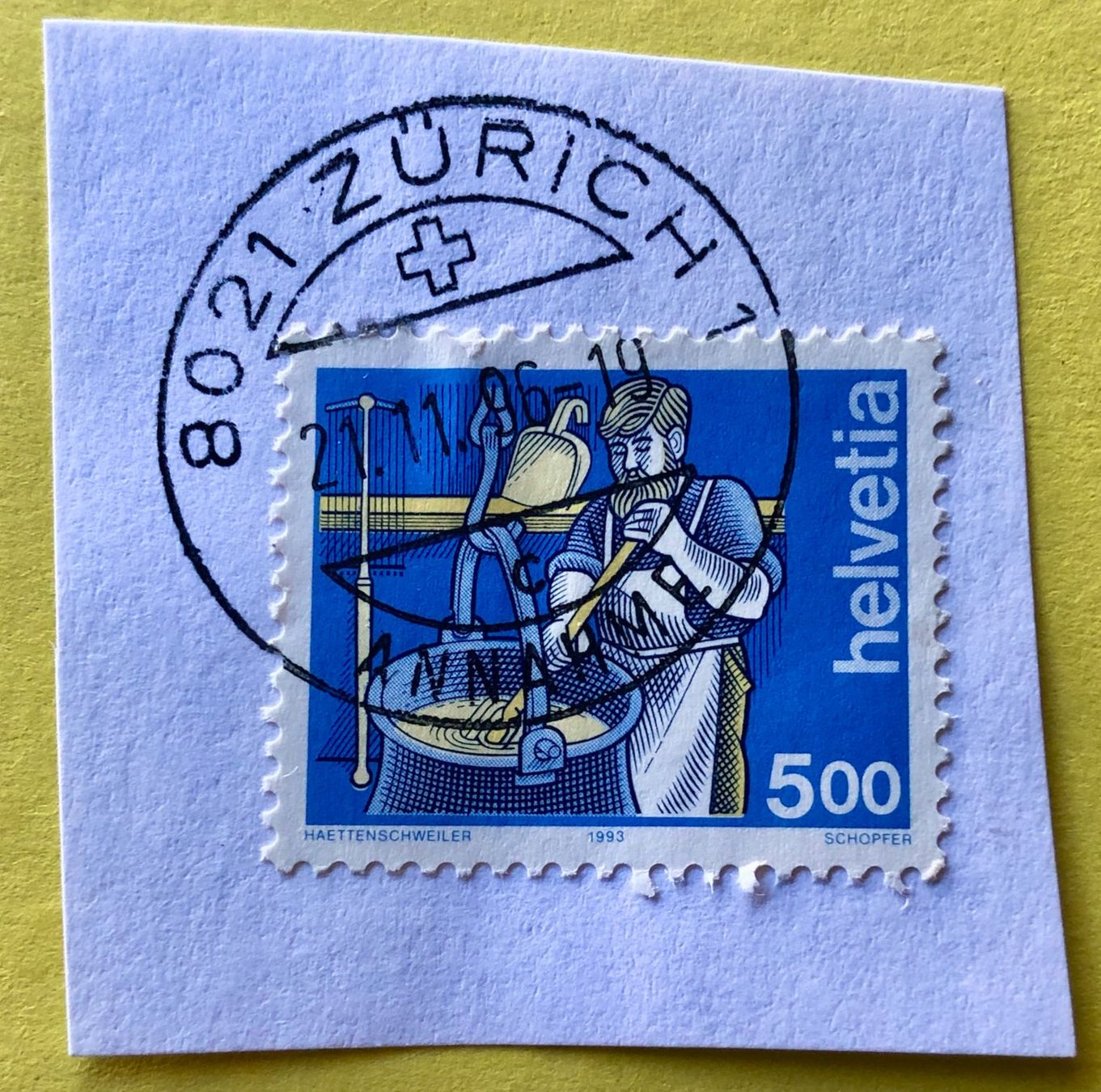 Alle Briefmarken: Nr.854 mit Stempelt Käser  Zürich – Gebraucht aus Aarau von Billa007