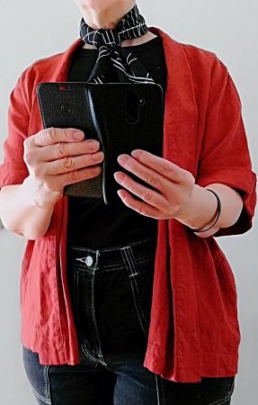 Kimono-Jacke mittelschweres Leinen, Grösse M "Burned-Orange"
