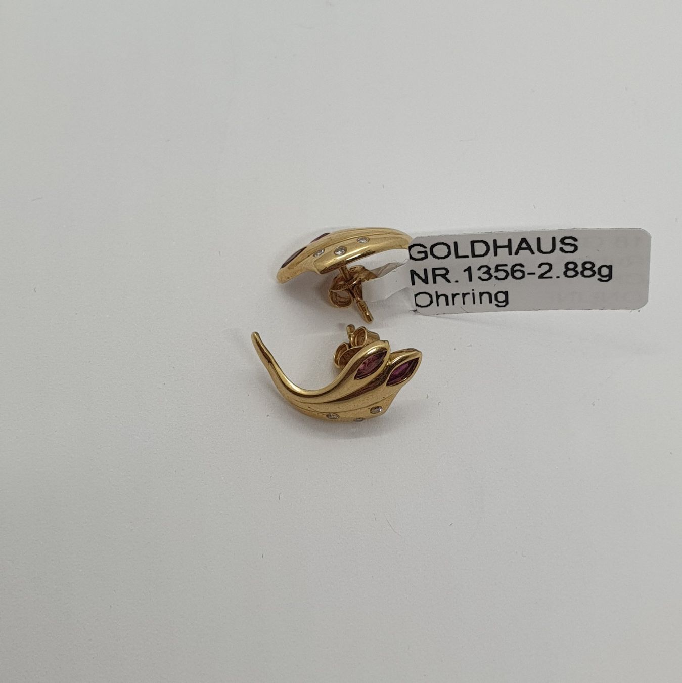 Ohrringe & -stecker: Echt 18K Gold - Diamant, Rubin Ohrstecker – Gebraucht aus Luzern von Luzern-Goldhaus 3