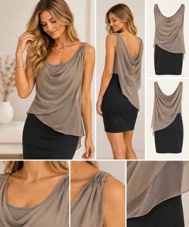 Damenkleid zweifarbig braun schwarz, Gr. 38