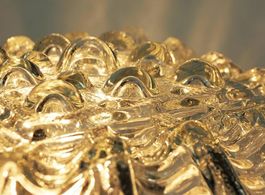 Plafoniera degli anni '50 con motivo organico in vetro