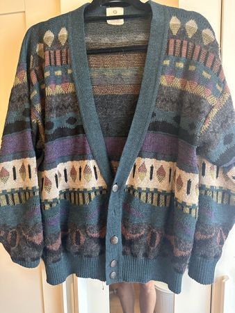 Vintage Strickjacke Gr. M/48-50 mit Muster, perfekt für Herb