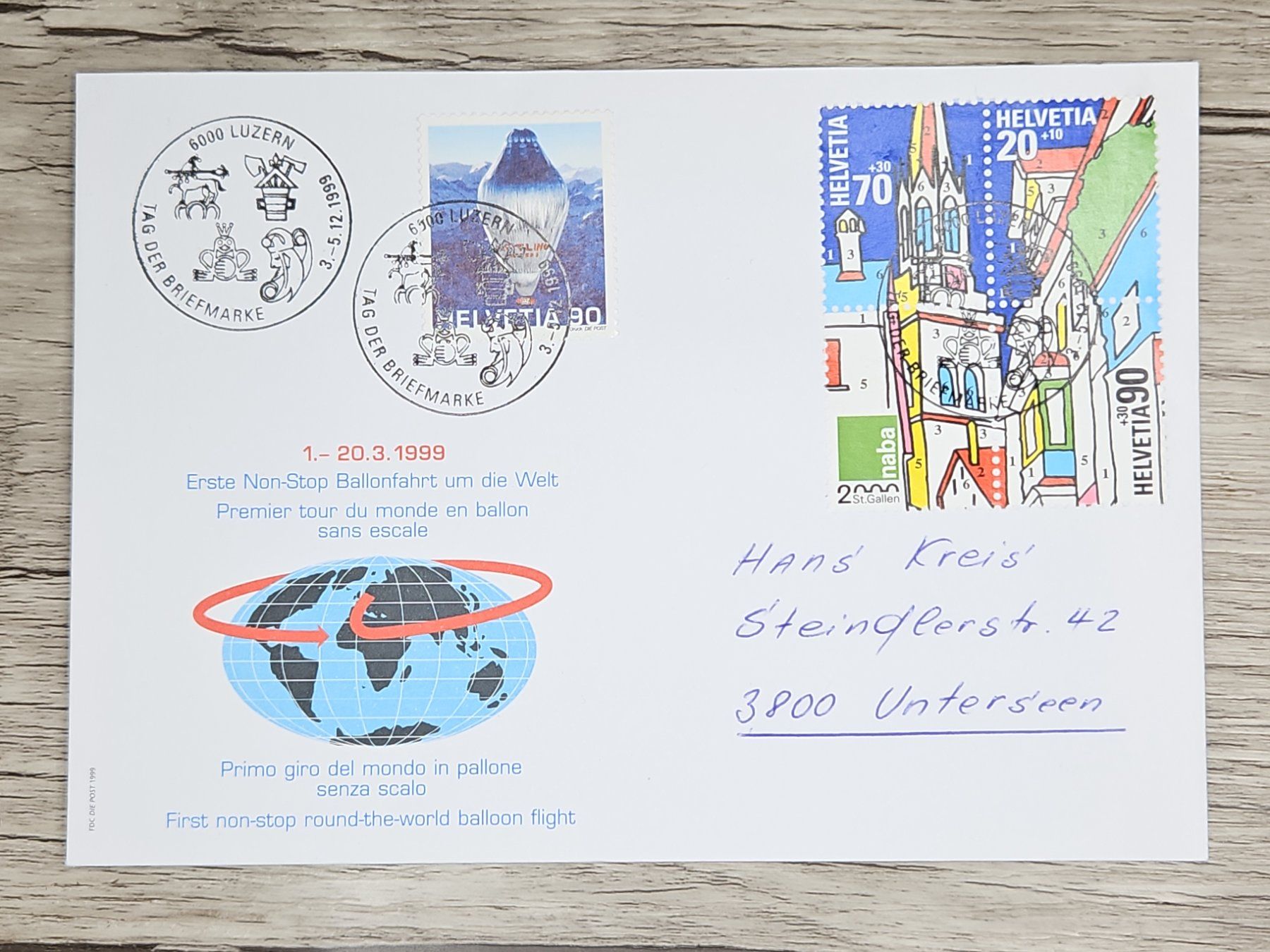 Tutti i francobolli: CL03 Enveloppe + Timbre Suisse 1999 – Usato da Cousset venduto da Patrick_Collections