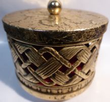 SEHR FEIN GEMACHTE DECKEL -DOSE,--ANTIKE HAND ARBEIT,-8 CM