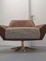 Drehsessel / Stuhl Lederoptik, goldener Metallfuss