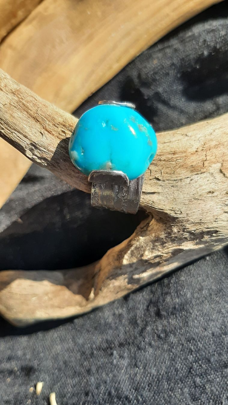 Ringe: Einzelstück: Edelstahlring mit Türkis – Gebraucht aus Brütten von spaduk