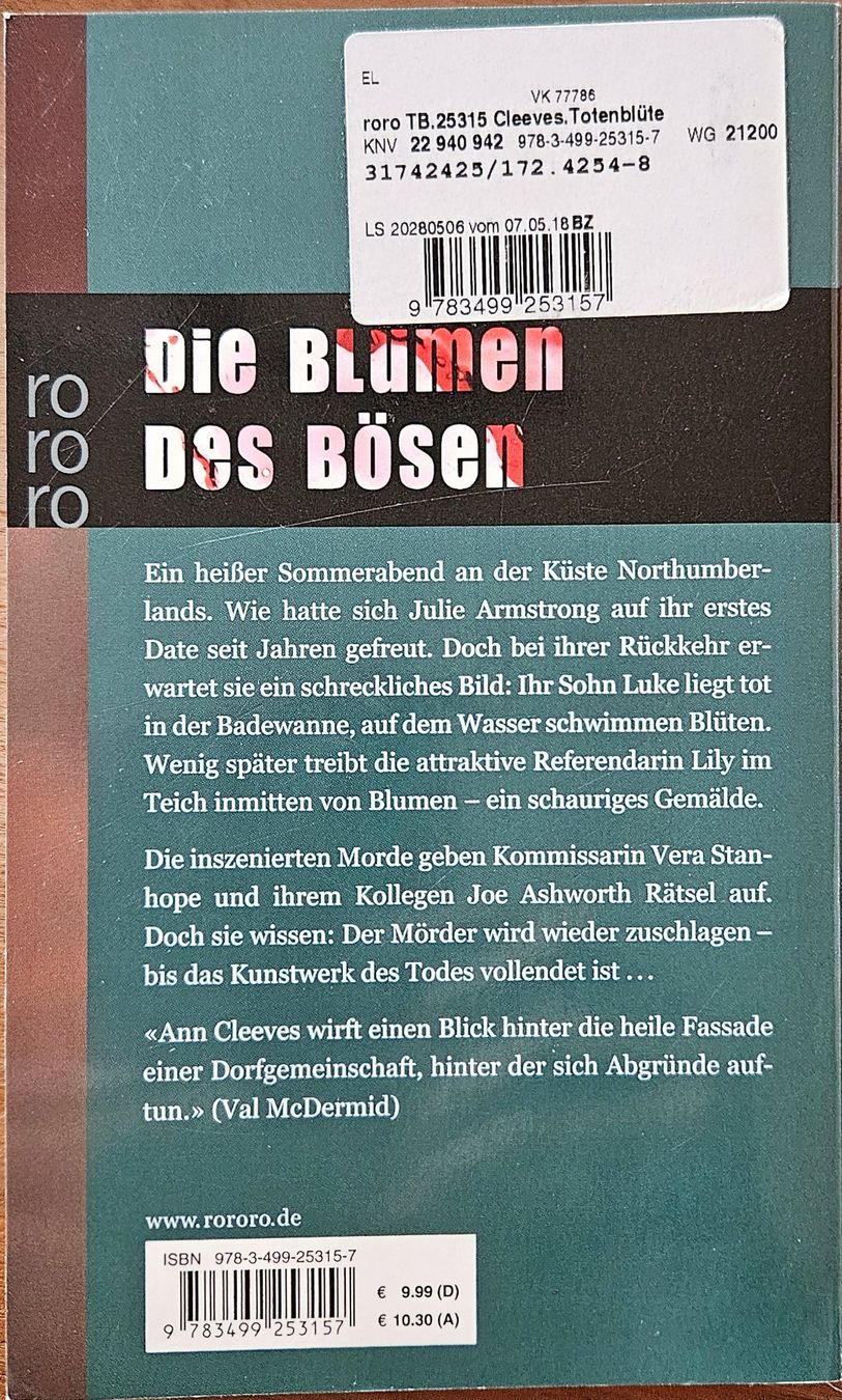 Libri: Ann Cleeves - Totenblüte - Band 1 – Usato da Hinwil venduto da brucha01 1