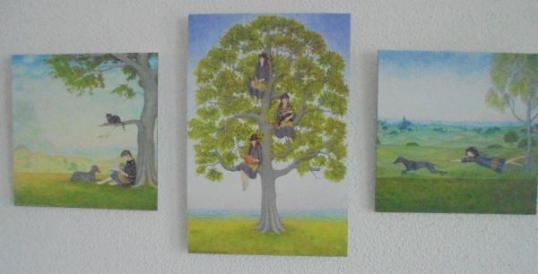 Foto & Immagini: Bilder Kunst :Moderne Naive Kunst. 3er Set Windhund/Whippet – Usato da Egliswil venduto da jimygbs
