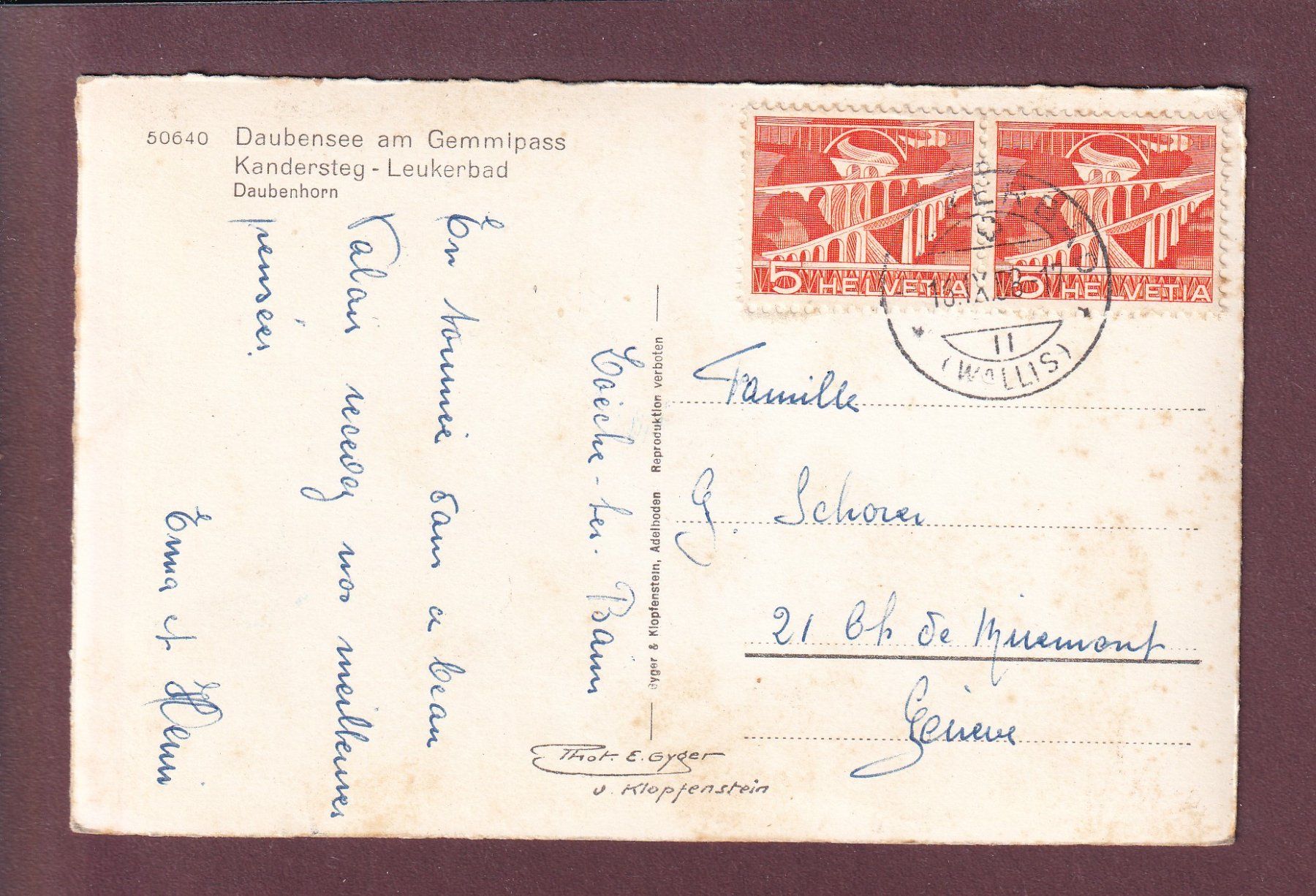 Ansichtskarten: DAUBENSEE am Gemmipass - Kinder - 1958 – Gebraucht aus Pully von nicecards 1