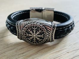 Lederarmband mit Edelstahleinsatz - NEU